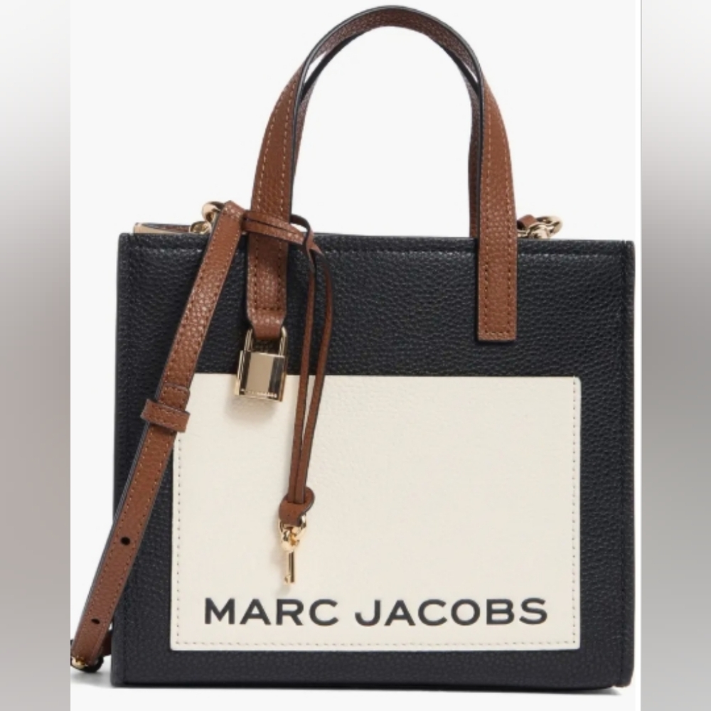 Marc Jacobs Black and Cream Leather Tote